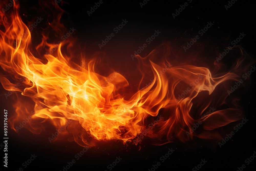 Aufkleber A close-up photograph capturing the intensity of fire on a black background. Perfect for adding a touch of warmth and energy to any project
