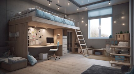 Modern interior of children room in a house.