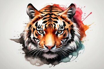 powerful colorful tiger face logo facing forward