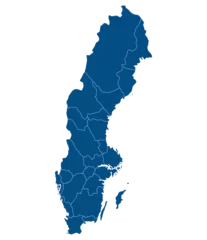 Fotobehang Map of Sweden. Sweden provinces map in blue color © Supatra