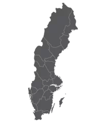 Foto op Aluminium Map of Sweden. Sweden provinces map in grey color © Supatra