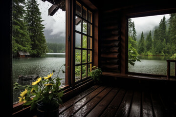 view of the lake from the porch at the cabin © diego