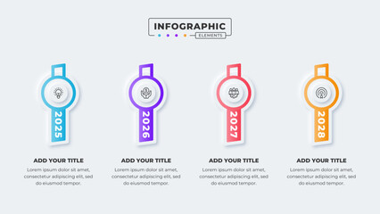 Vector business timeline infographic design template with 4 steps or options