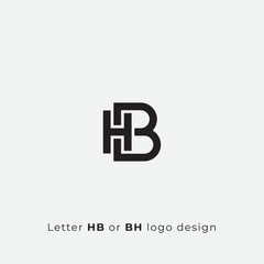 HB or BH letter logo design icon simple and minimal
