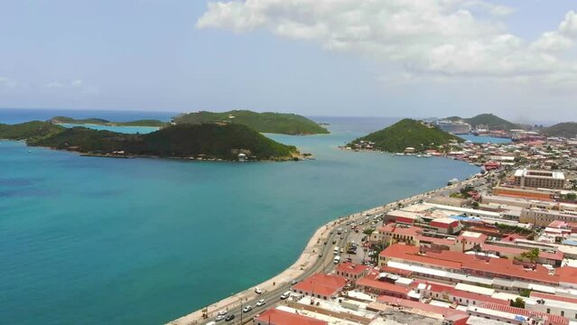 drone footage of st. thomas u.s. virgin island in the caribbean
