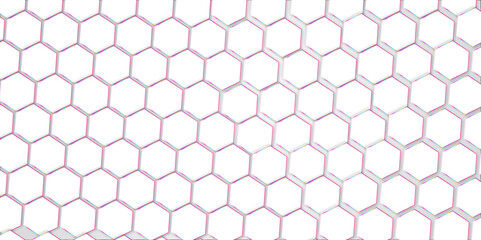 Naklejka premium Abstract white hexagon background design colorful honeycomb grid pattern. Luxury White Pattern. vector .Modern and seamless pattern in design with molecular structures in technology background..