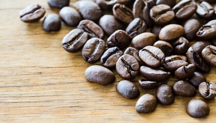 coffee beans on a wooden background