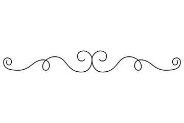Flourish calligraphic design element. Page decoration symbol to embellish your layout. Linear of vintage swirl