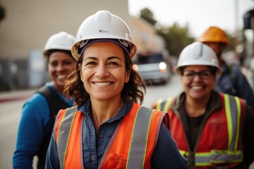 Portrait of middle aged female construction workers