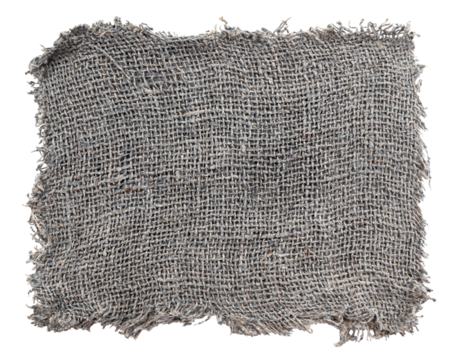 Burlap texture. A piece of torn burlap on a white background. Canvas. Packing material