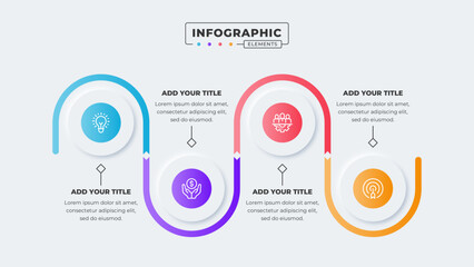 Vector business process infographic design template with 4 steps or options - obrazy, fototapety, plakaty