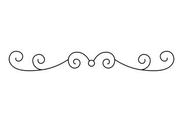 Flourish calligraphic design element. Page decoration symbol to embellish your layout. Linear of vintage swirl