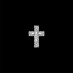 Christian cross abstract lines icon isolated on dark background