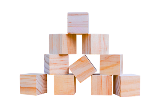 Wooden geometric shapes cube for conceptual design. Education game. isolated on a white background.PNG	