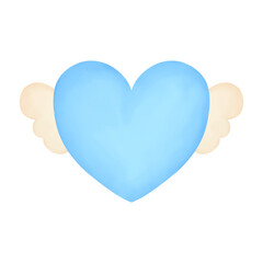 Blue Heart love watercolor cartoon