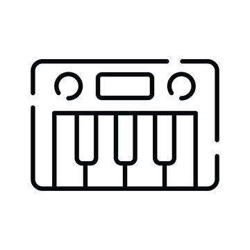 black line art synthesizer keyboard clip art preview