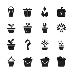 A black silhouette Compost symbol set
