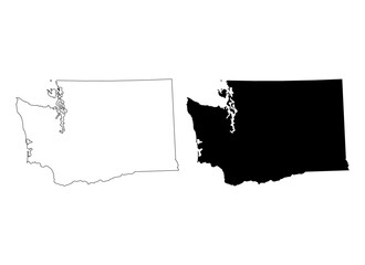 Set of Washington map shape, united states of america. Flat concept symbol vector illustration