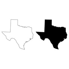 Set of Texas map shape, united states of america. Flat concept vector illustration