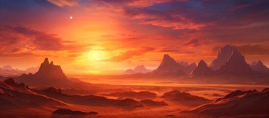 Fototapeta premium Mars-like Landscape with Sunrise