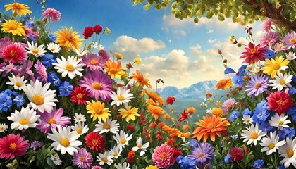 Obraz na płótnie Canvas flowers in the sky
