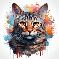 watercolor Egyptian Mau clipart, Generative Ai