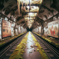 Fototapeta na wymiar Abandoned subway station