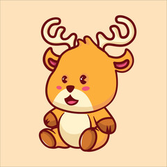 Cute deer animal cartoon illustration