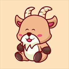 Cute goat animal cartoon illustration