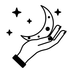 Handy line style icon of palm reading 