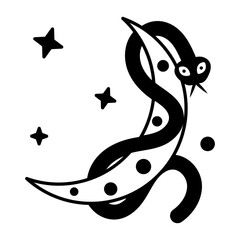 Premium line style icon of moon snake 