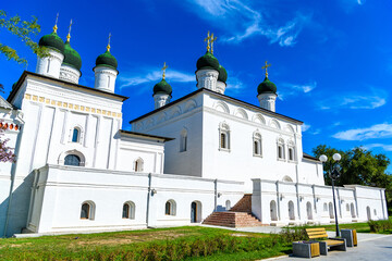 Fototapeta na wymiar Trinity Cathedral of the Astrakhan Kremlin. Trip around Astrakhan, Russia. Place for a walk.