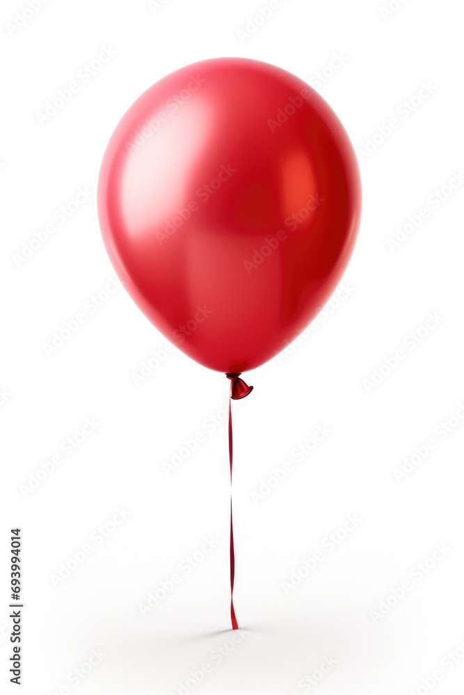 Poster A red balloon tied to a string on a white background. Can be used for various occasions and themes