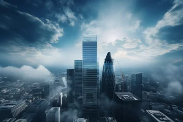 Zelfklevend Fotobehang Panoramic Aerial Views of London's Skyscrapers © wiizii