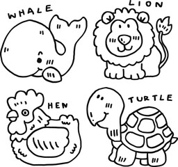 hand drawn cute animal and text for templates