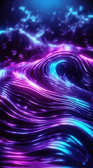 Mesmerizing Fantasy: Big Neon Wave on a Dark Background