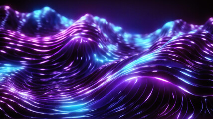 Mesmerizing Fantasy: Big Neon Wave on a Dark Background