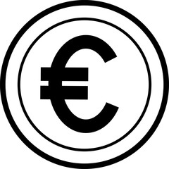 Coin With Euro Sign for Coloring Page. Money symbol. Vector Currency. Business and Finance Concept. Earnings and Income.