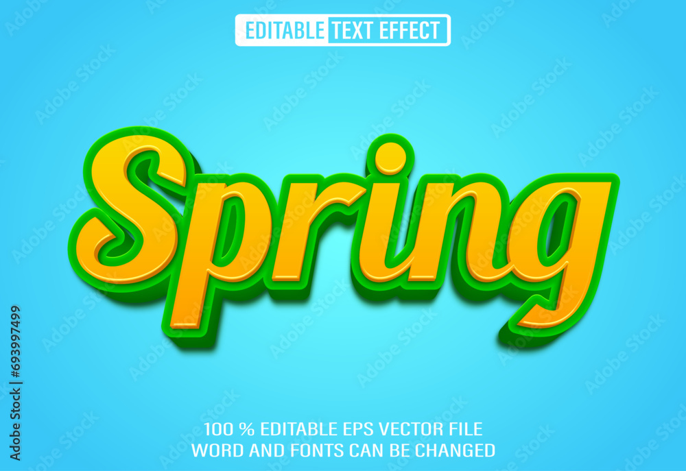 Poster editable 3d text style effect - spring text effect template