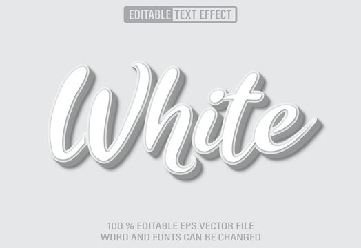  Editable 3d text style effect - White Simple text effect Template