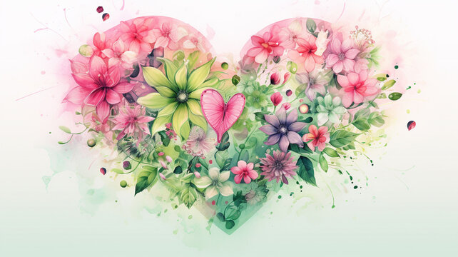 Watercolor image of hearts, Valentine's day