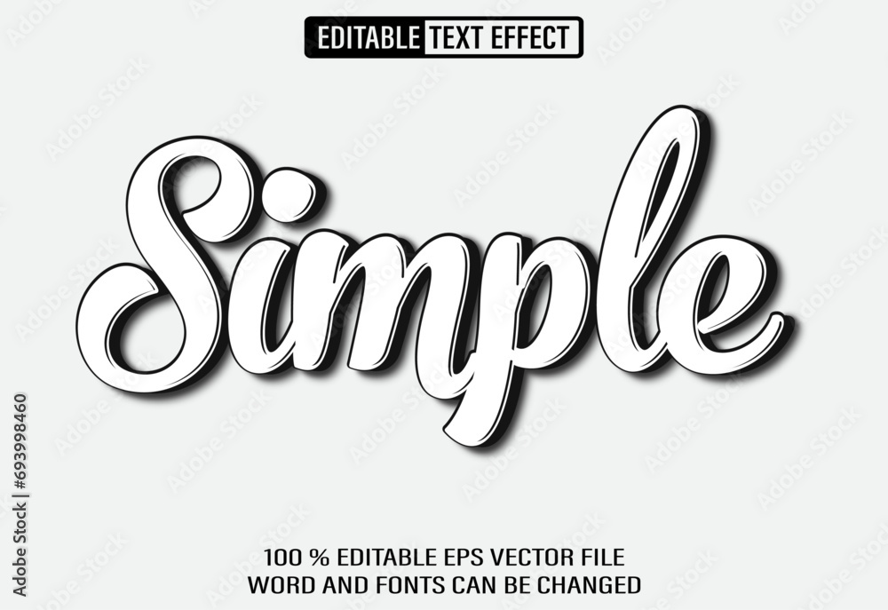 Poster editable 3d text style effect - simple black and white text effect template
