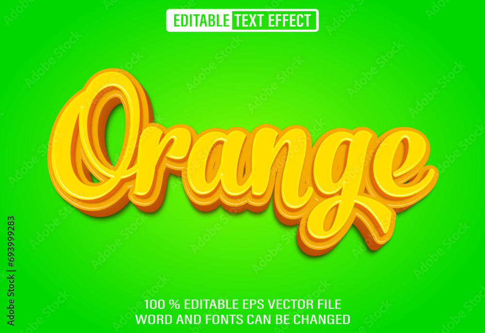 Poster editable 3d text style effect - orange modern text effect template
