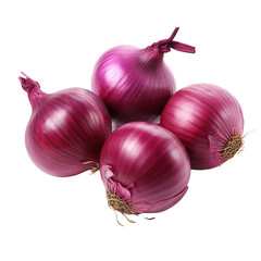 Pile of purple onions isolated on white background