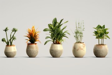 A row of potted plants placed on top of a table. Ideal for interior design or gardening concepts