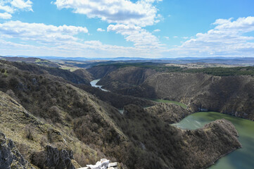 Fototapeta na wymiar Special nature reserve Uvac, river canyon valley with its meanders in Serbia