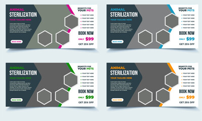 Hand-drawn animal sterilization horizontal banner
