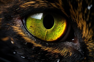 A Close-Up of a Cat's Green Eye