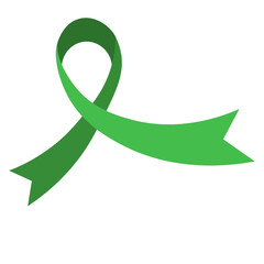 Mental Health with a green ribbon illustration on an isolated background