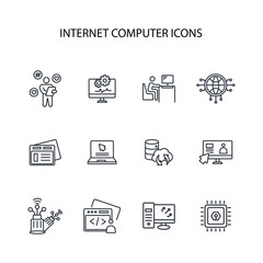 Internet computer icon set.vector.Editable stroke.linear style sign for use web design,logo.Symbol illustration.